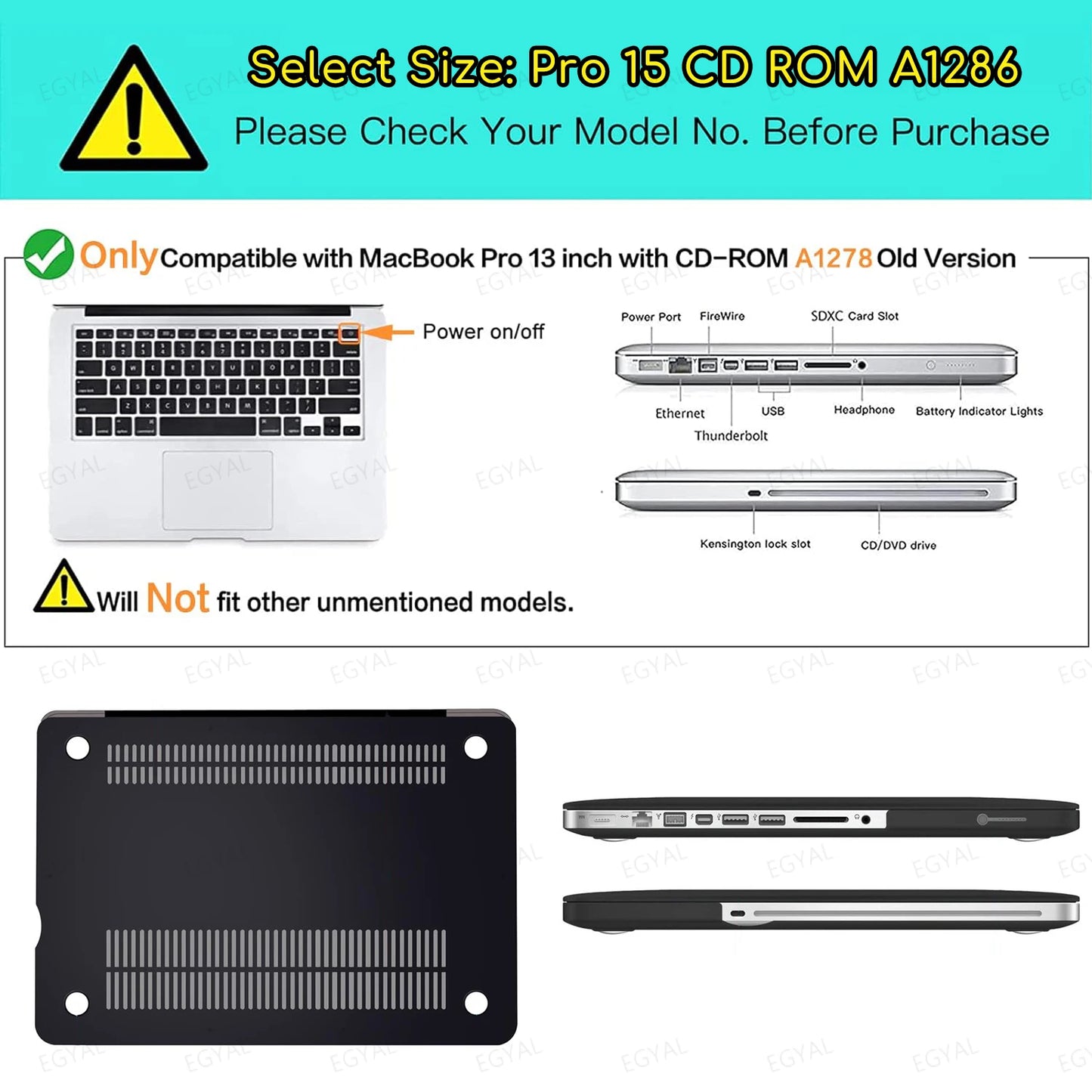 MacBook Laptop Case 2025 M4 – Air 13/15, Pro 13/14, M1-M5