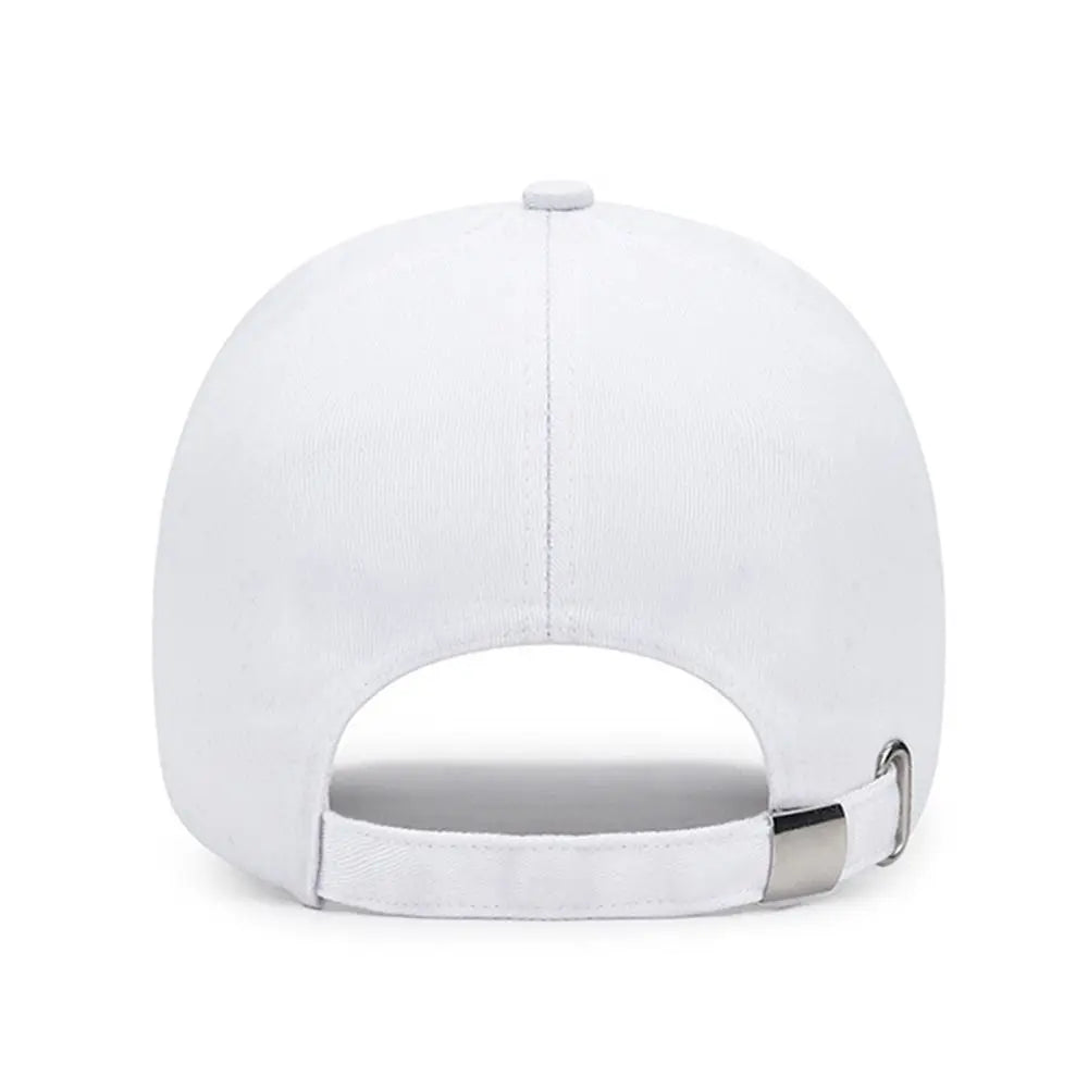 Cotton solid color baseball cap for women with adjustable strap, designed for sun protection and summer wear.