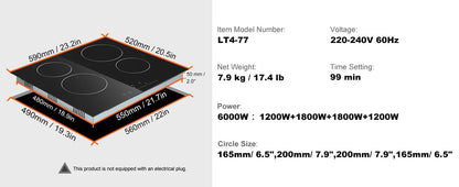 SucceBuy Built-in Induction Cooktop 2/4/5 Burners | 12/24/30in Ceramic Glass, Household & Commercial