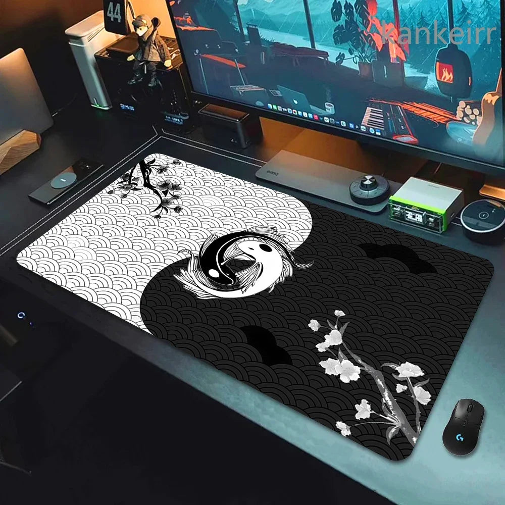 Koi Fish Taichi XXL Gaming Deskmat 90x40 – Natural Rubber, Anti-Slip, Smooth Surface