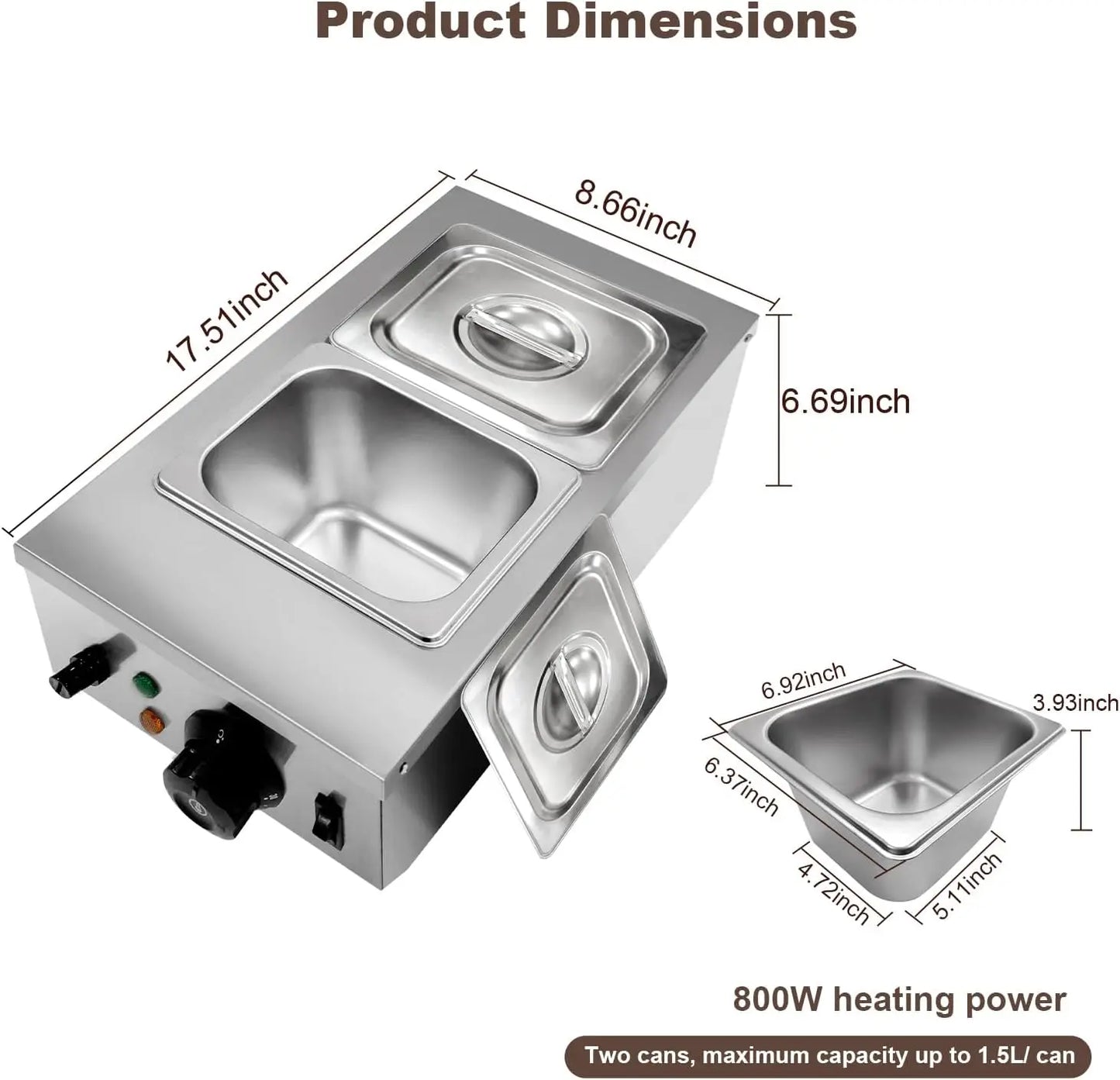 Chocolate Melting & Tempering Machine – 2/3 Tank Stainless Steel with Lid