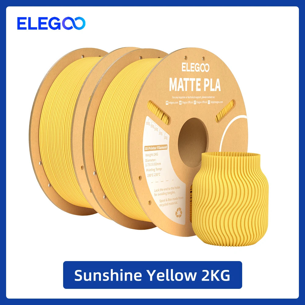 ELEGOO Matte PLA Filament 1.75mm 1KG – +/-0.02mm Accuracy, Cardboard Spool