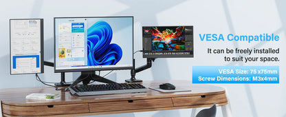 Amoudo 15.6" Portable Monitor – 1080P IPS, USB-C, Mini HDMI, VESA, Penhole Stand