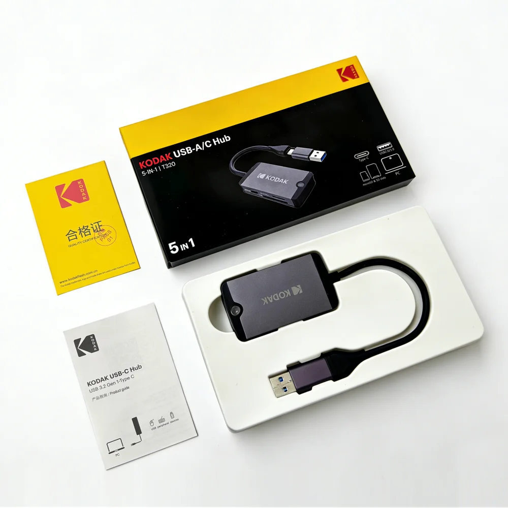 KODAK USB-C Hub – USB 3.0, SD & MicroSD Card Reader for Phone, Tablet, MacBook & Laptop