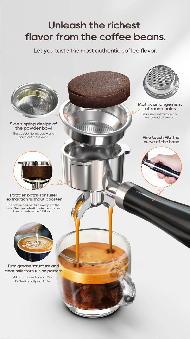 HiBREW H10A 20Bar Semi-Automatic Espresso Machine – 58mm Portafilter, Metal Case