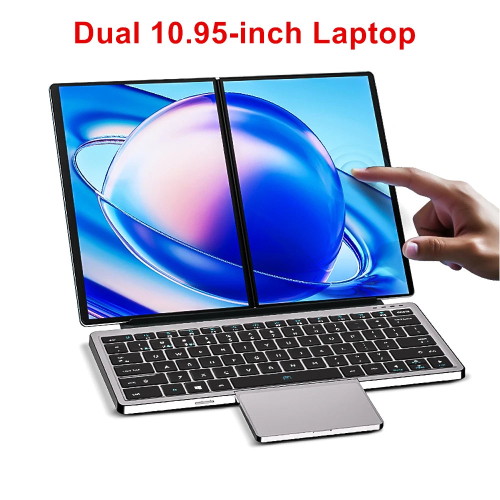 Topton Dual Screen Laptop 10.95" — Intel i3-1215U / N100, IPS Touch, WiFi 6, Windows 11