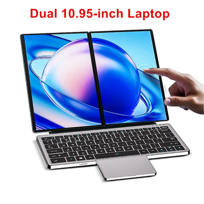 Topton Dual Screen Laptop 10.95" — Intel i3-1215U / N100, IPS Touch, WiFi 6, Windows 11