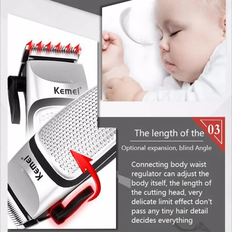 Kemei KM-4639 Professional Electric Hair Clipper – Low Noise Beard Trimmer & Haircut Tool