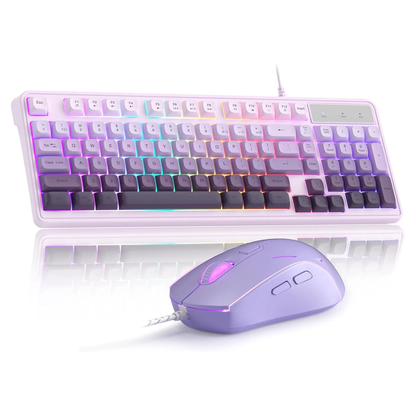 MageGee Creamy Wired Gaming Keyboard & Mouse Combo – 7-Color Rainbow Backlight, Classic Layout