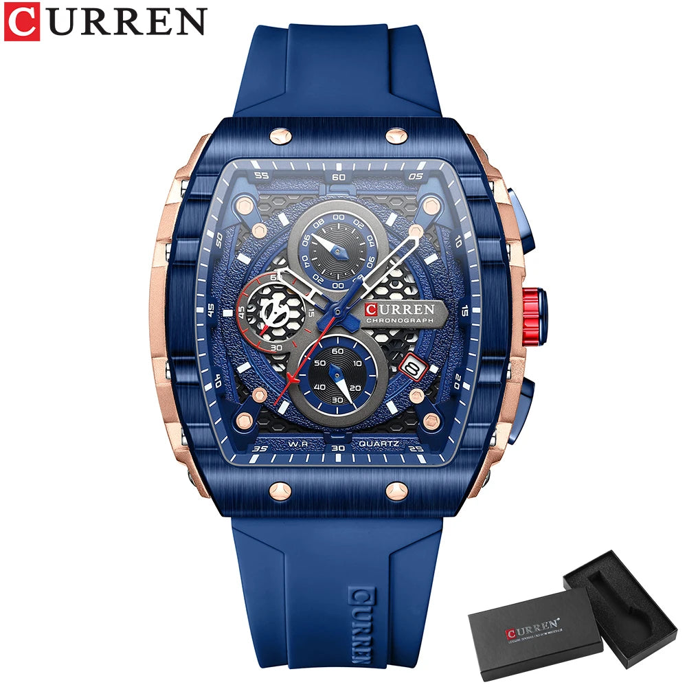 CURREN Men's Fashion Watch – Unique Square Design, Luxury Quartz Sport, Waterproof