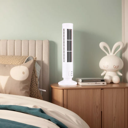 LED Bladeless Tower Fan — 90° Oscillating, USB Powered, Quiet, Desk Fan with Light, Home & Office