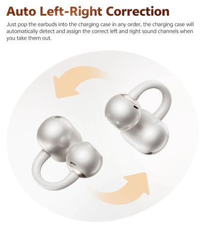 QCY Crossky C50 Open-Ear Clip-On Wireless Earbuds – Bluetooth 6.0, 4 AI Mics, Bass Boost, 60Hrs