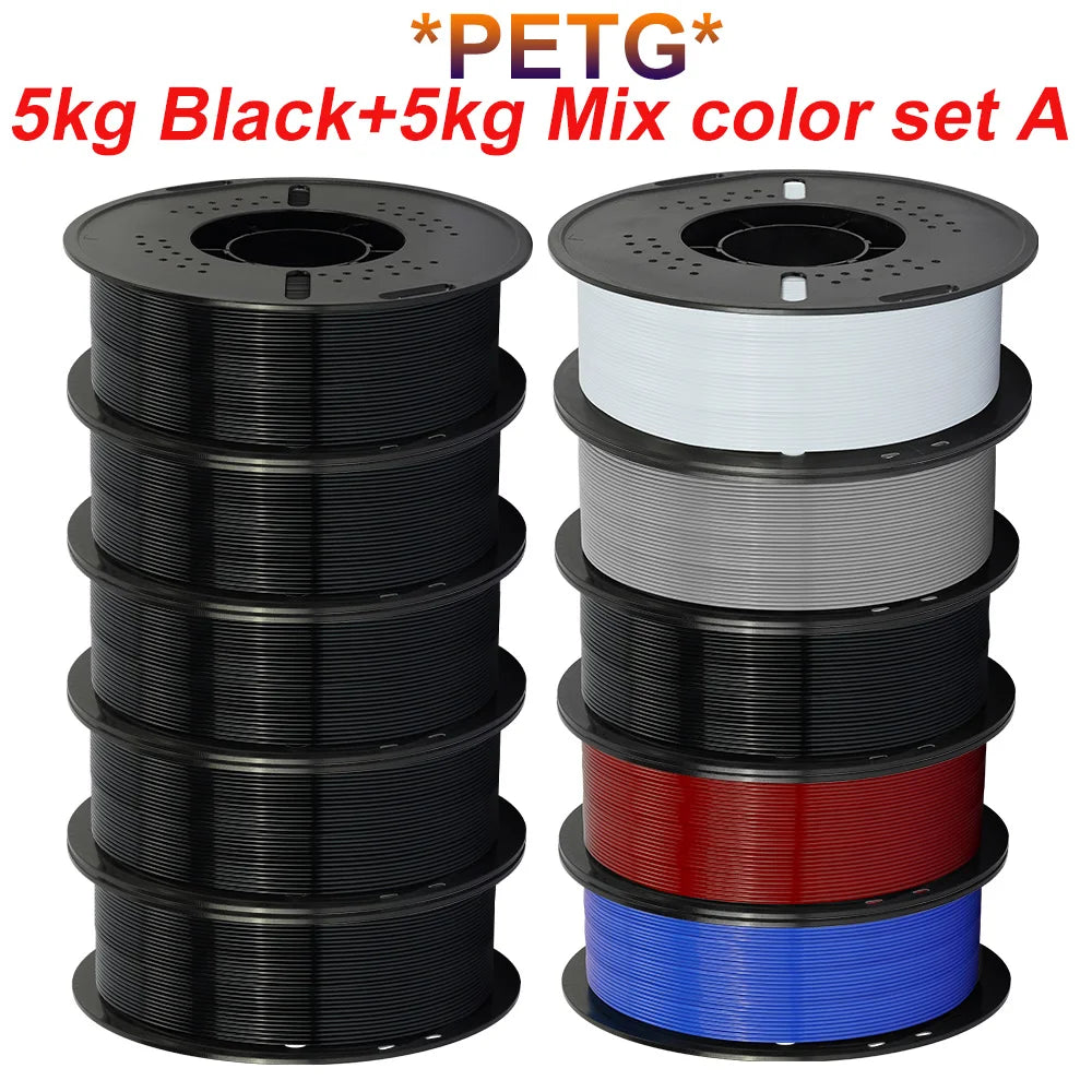 KINGROON 10KG 3D Printer Filament Bundle – PLA & PETG, 1.75mm Mixed Colors
