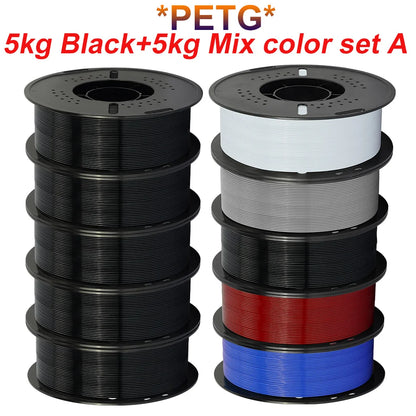 KINGROON 10KG 3D Printer Filament Bundle – PLA & PETG, 1.75mm Mixed Colors