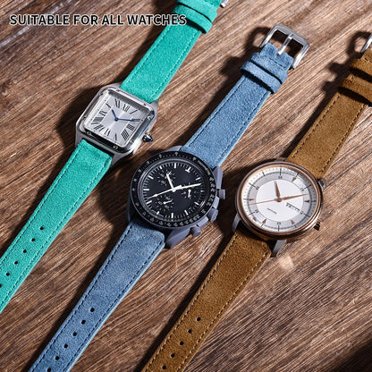 Vintage Suede Leather Watch Band – Quick Release 18/19/20/22mm for Men & Women