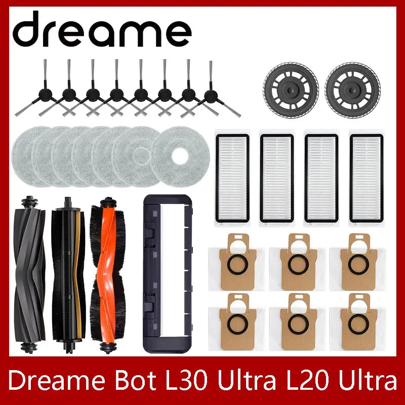 Dreame Bot L30 Ultra / L20 Ultra Replacement Parts | Main Brush, Side Brush, HEPA Filter, Mop, Dust Bag
