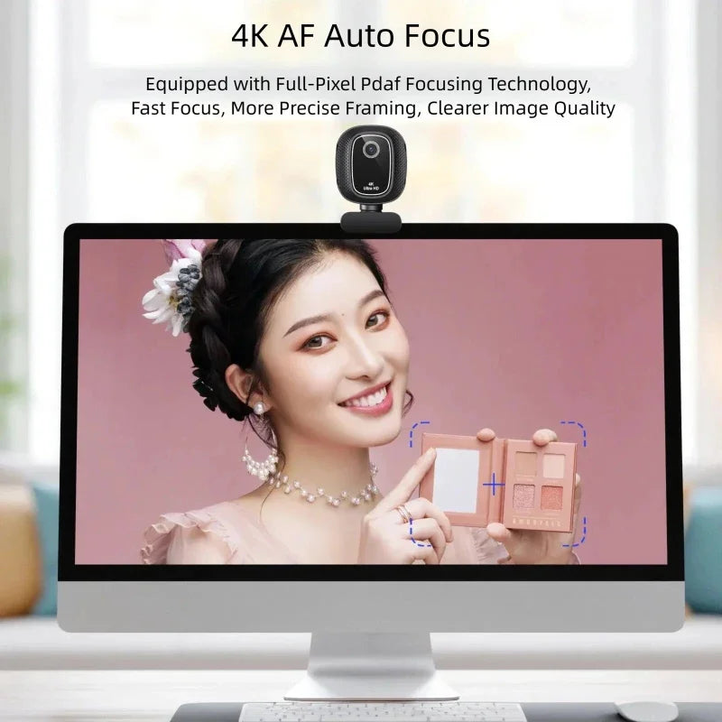 4K Webcam with Microphone & Autofocus – 1080P/2K USB Web Camera for PC, Live Streaming & Online Meetings