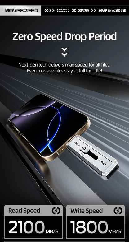 MOVESPEED SP20 USB Flash Drive | 2100MB/s | USB 3.2 Gen 2 | Type-C + USB-A | 256GB–2TB | iPhone