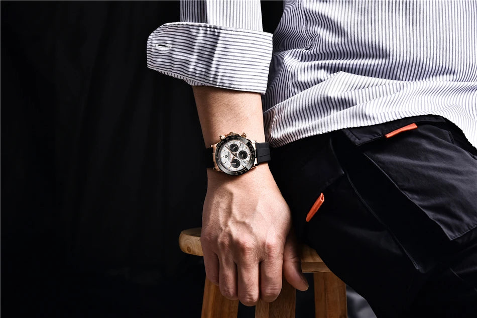 PAGANI DESIGN Men's Luxury Chronograph Watch – 100M Waterproof, Quartz Sport Wristwatch, Gift