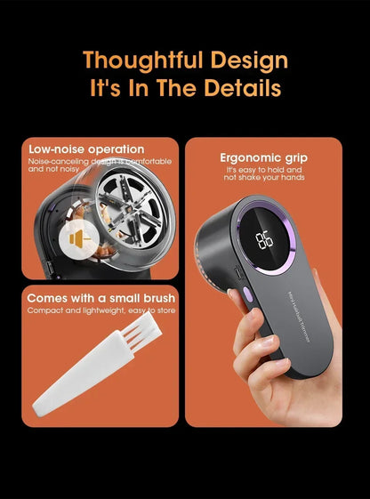 LED Digital Electric Lint Remover – USB Rechargeable Fabric Shaver & Fluff Remover
