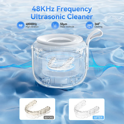 KUNPHY Dental Pod Ultrasonic Retainer Cleaner 200ml – UV Sterilization, 3 Modes for Aligners & Night Guards