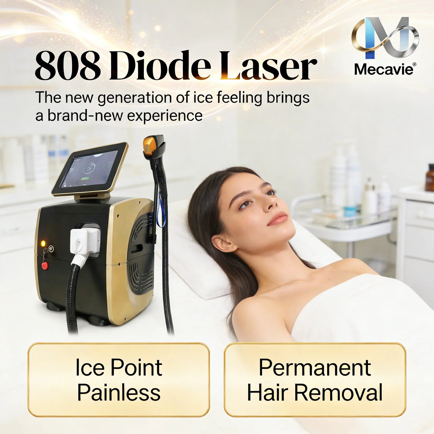 808nm Diode Ice Titanium Laser Hair Removal Machine | 4 Waves | 4000W | Salon & Home