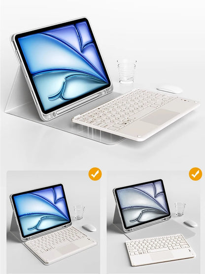 Wireless Magic Keyboard & Mouse Case for iPad Pro 11/13, Air 11/13, iPad 7-10 Gen – Bluetooth, Touchpad