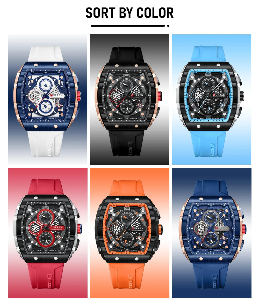 CURREN Men's Fashion Watch – Unique Square Design, Luxury Quartz Sport, Waterproof