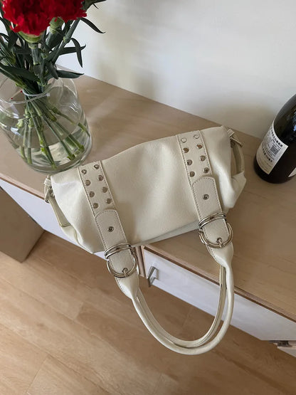 NIGEDU Rivet PU Leather Shoulder Bag