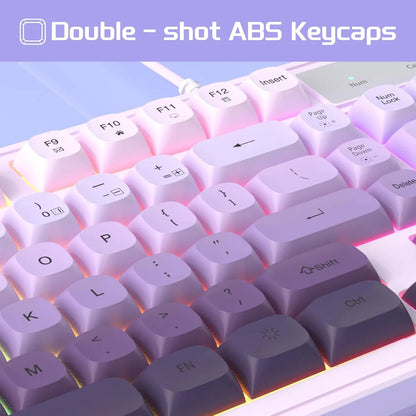 MageGee Creamy Wired Gaming Keyboard & Mouse Combo – 7-Color Rainbow Backlight, Classic Layout