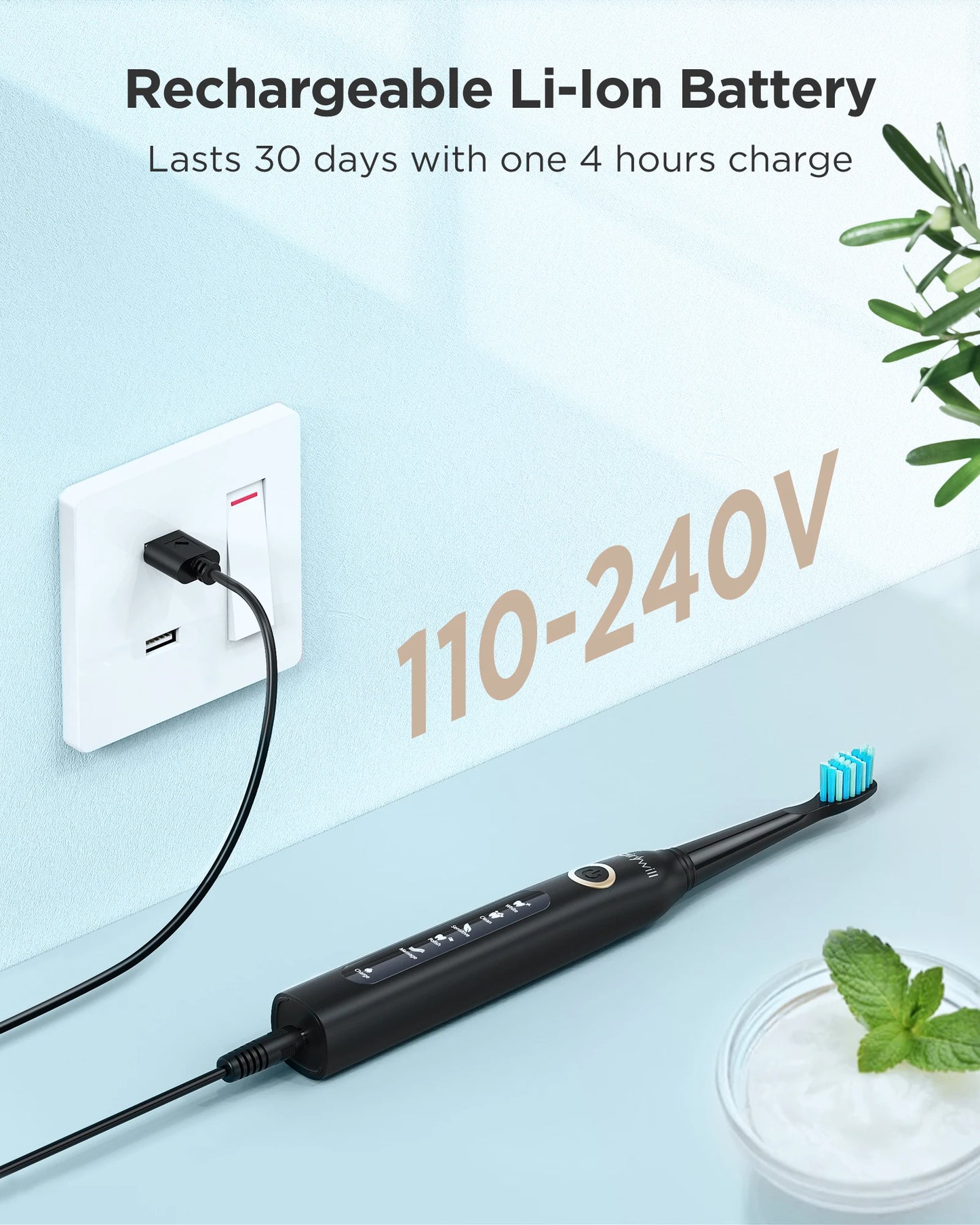 Fairywill FW-507 Electric Sonic Toothbrush – USB Rechargeable, Waterproof, Replacement Heads