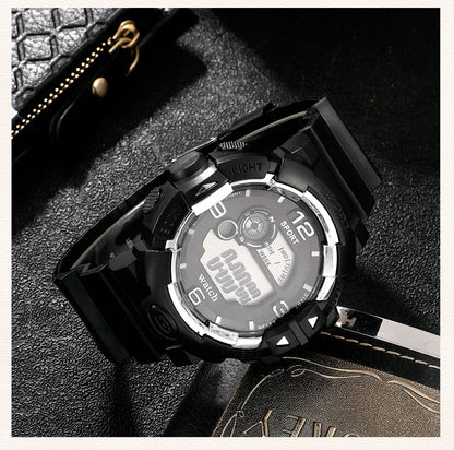 Men's Luminous Military LED Digital Watch - Waterproof, Silicone Strap, Calendar Display