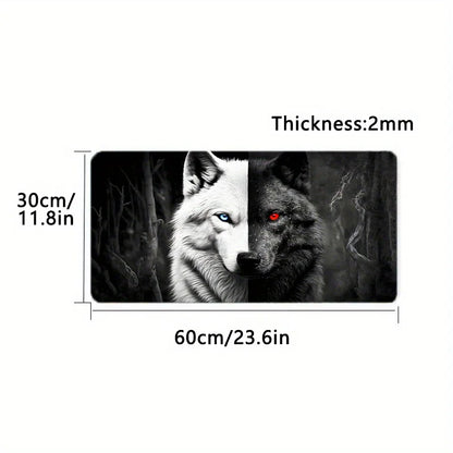 Large Gaming Mouse Pad Black and White Wolf King Design Non-Slip Base Heavy Duty for Desktop Laptop desk pad office accessories