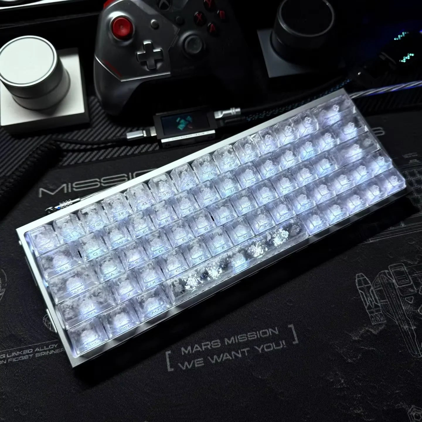 ICECARBON BLACKCARBON Forged Carbon Keycaps | Cherry Profile | Semi-Frosted | Side-Laser Engraved | 120 Keys