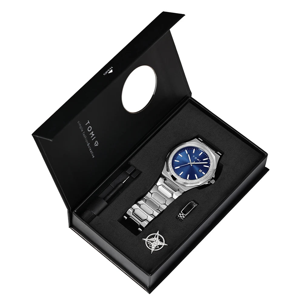 TOMI Luxury Men’s Watch & Gift Box Set – Business Quartz Watch