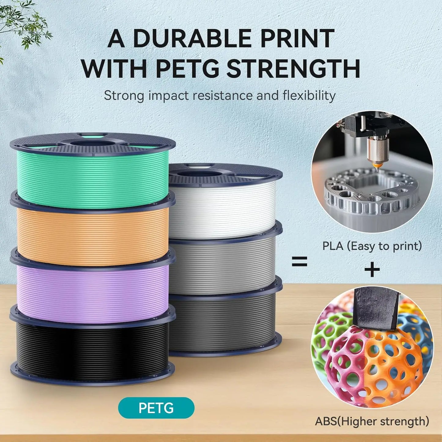 SUNLU 3D Printer Filament – 10 Rolls 1.75mm PLA / PETG / PLA+, 1KG Each, EU & US Warehouse