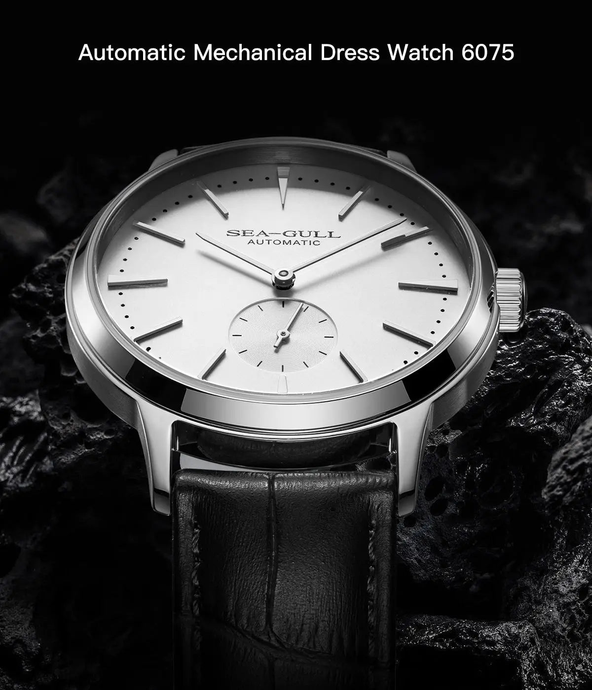 Seagull Men's Business Mechanical Watch – 50M Waterproof, Leather Strap, Valentine Gift
