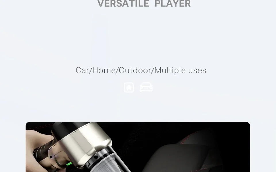 R.E.D. Shopping SZUK portable car vacuum cleaner with 100W power, handheld design, and 3-in-1 wireless functionality in black