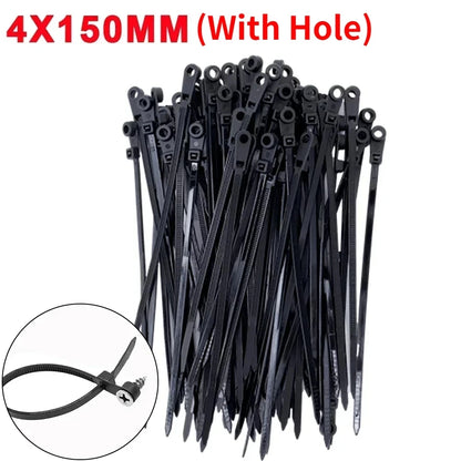 Self-Locking Nylon Cable Ties with Screw Hole Mount 100–200pcs