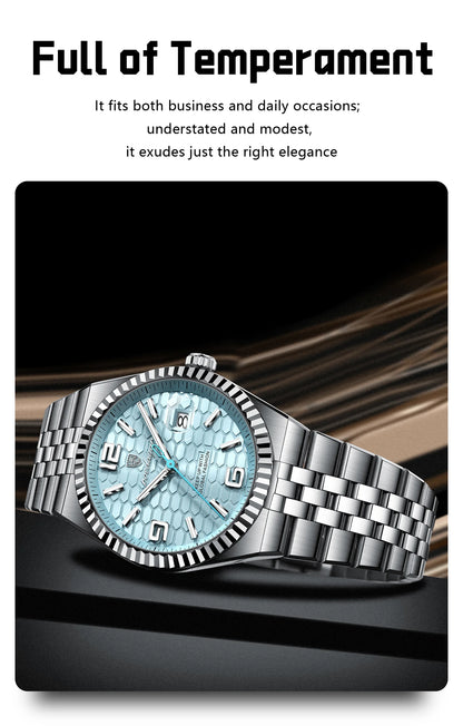 POEDAGAR Men's Luxury Watch – Stainless Steel, Waterproof, Luminous, Date Display, With Box