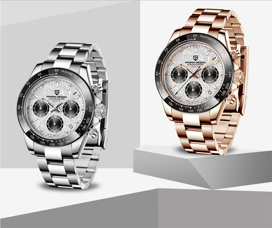 PAGANI DESIGN Men's Luxury Chronograph Watch – 100M Waterproof, Quartz Sport Wristwatch, Gift