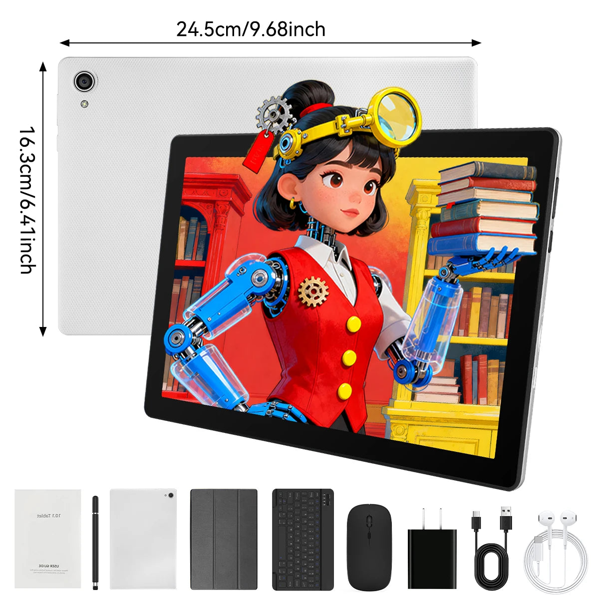 URAO Tablet 10" – Android 15, 20GB RAM, 64GB, 1280x800 IPS, WiFi 6, Widevine L1 + Keyboard Set