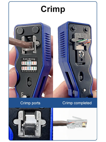 OMAY RJ45 UTP Crimper Tool | CAT5/6/7/8 Pass-Through Ethernet Cable Stripper & Connector Kit