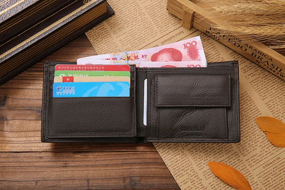 Genuine Cowhide Leather Men's Wallet – Short Bifold