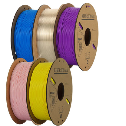 KINGROON PLA Filament 1.75mm – 5 or 10 Rolls, Mixed Colors, No Bubble