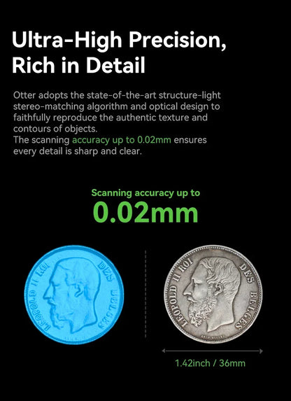 Creality CR-Scan Otter Handheld 3D Scanner – 0.02mm Accuracy | Full-Color | Anti-Shake