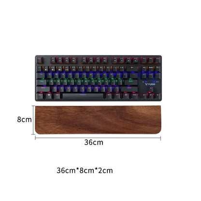 Walnut Wood Mechanical Keyboard Wrist Rest — Ergonomic Palm Pad, 87/98/104/108 Key