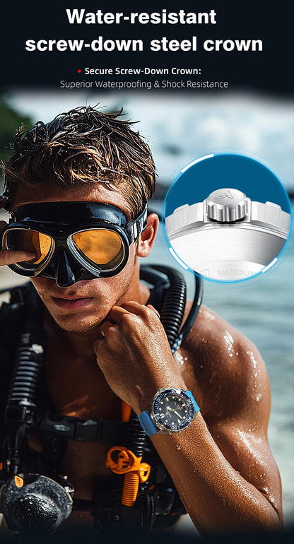 NORTH EDGE TRITON Solar Dive Watch – Men's Luxury Quartz, 316L Steel, 300M Waterproof, 2025