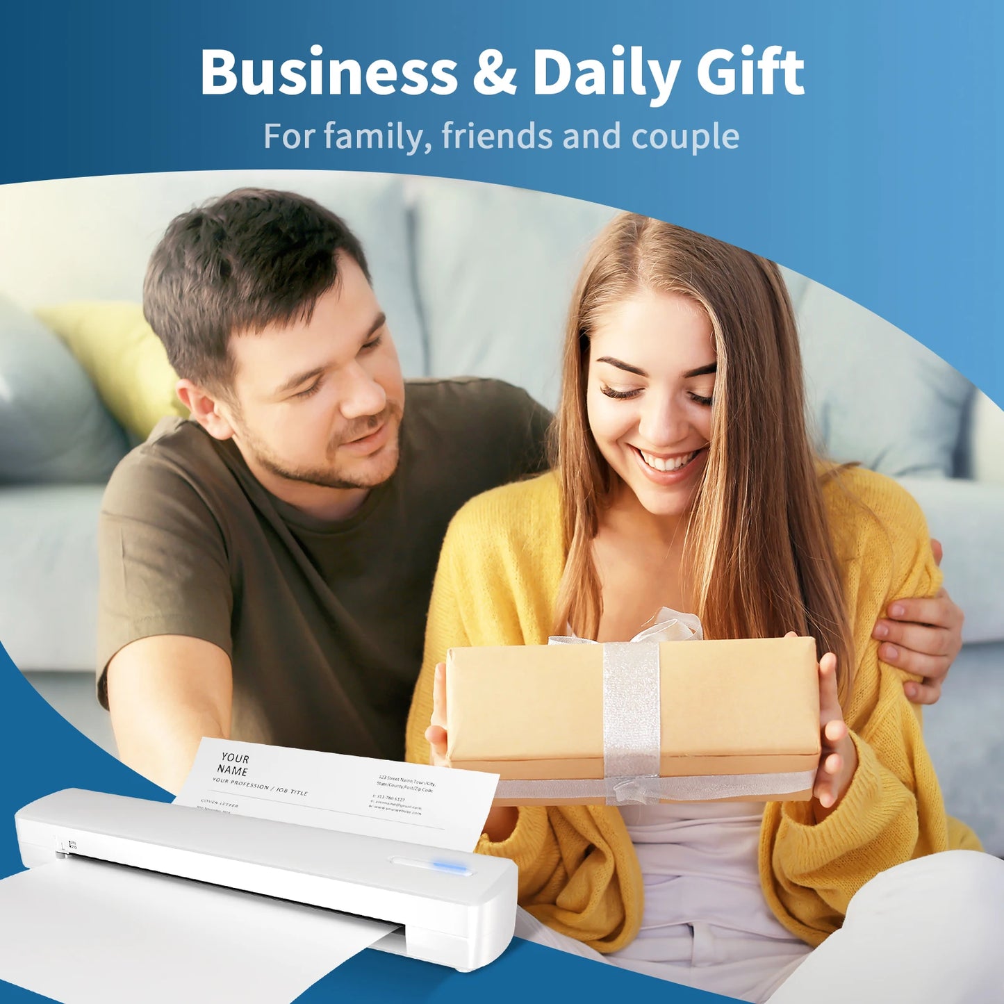Portable A4 Wireless Inkless Thermal Printer – Bluetooth, 300DPI, 20ppm, Android & iOS