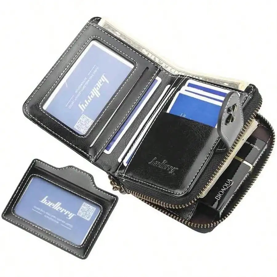 AEDG Retro Mini Leather Wallet with Zipper